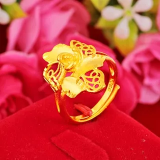 ??Vintage sand gold flower ring female personality wild natural wind ring cross-border jewelry wholesale