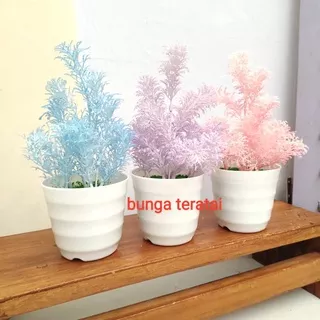 BUNGA POT BABYS BREATH RANGKAIAN BUNGA ARTIFICIAL DEKORASI SHABBY