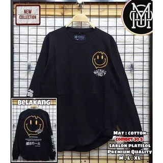Kaos Pria Lengan Panjang Kaos Distro Memphis Japan Long Sleeve T-Shirt Pria