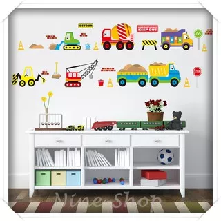 Mobil Alat Berat Stiker Dinding / Wall Sticker Dekorasi Kamar Anak