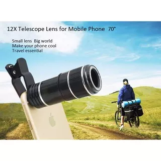 Lensa Tele zoom 12x Wide 70 - F20MM + Clip Jepit, For Smartphone & Tab