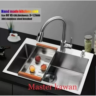 Paket Lengkap Kitchen Sink Stainless INOBE 6045 + KRAN PIPA SUS 304 /Bak Cuci Piring Minimalis