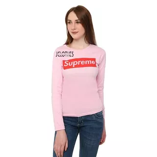 Kaos Lengan Panjang Wanita Supreme - Pink