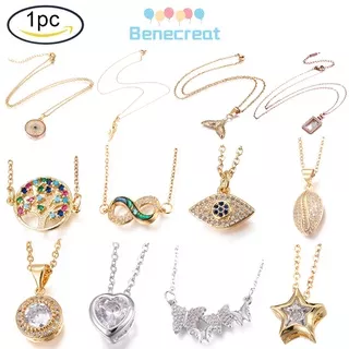 Benecreat 1pc 304 Stainless Steel Pendant Necklaces with Brass Cubic Zirconia Pendant Heart Clear Stainless Steel Color 17.6 inches(45cm) Pendant: 7x7x4mm