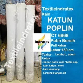 ( per setengah meter ) kain katun jepang POPLIN full cotton 100 % putih meteran Lebar 150 cm bahan dress baju hem kemeja putih ikhrom ihrom ihram membatik batik gamis koko kerudung jilbab hijab bergo sorban surban craft kerajinan tangan mori kafan