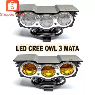 Lampu Tembak Sorot OWL Mini LED CREE 3 Mata - CREE Lampu Tembak Mini Motor Dan Mobil / lampu tembak mobil / lampu tembak led motor / lampu tembak sorot / lampu tembak mini / lampu / led sorot