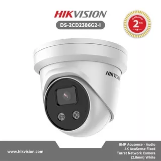 HIKVISION - DS-2CD2386G2-I CCTV IP Camera White 8MP 4K AcuSense Fixed Turret Network Camera