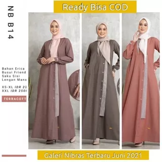 (Bisa COD) Edisi Terbaru Juni 2021 Gamis Nibras Original Nb b14 Woven Coklat Marun Dress Muslimah