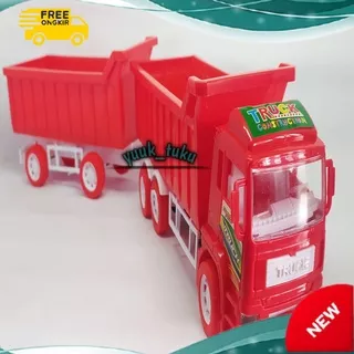 Mainan Anak  Truck Tronton Gandeng Plastik SNI || Truk Kontruksi Crane Derek  Mainan Anak Plastik Terbaru