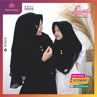 Jilbab Couple Mom Kids Felicia By Azamka Hijab Ibu dan Anak Bahan Ceruty Babydoll Premium Tidak Trawang