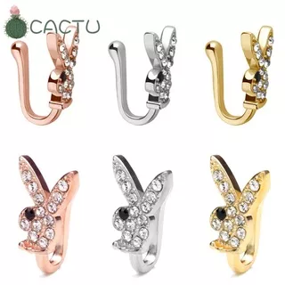 CACTU Woman Rabbit Faux Piercing Cuff Nose Ring Clip NEW Jewelry Diamond U-shaped Cute Bunny/Multicolor