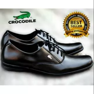 CROCODILE Hitam | Sepatu Pantofel Santai Casual Kerja Kuliah Pria/Cowok/Men- Laces -D