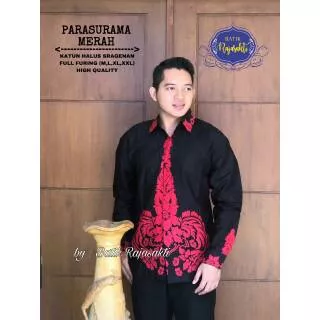 Batik Pria PASURAMA MERAH Asli Katun Sragenan Full Furing Murah