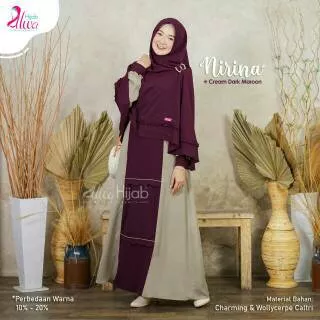 Nirina Gamis Set Khimar Original by Alwa Hijab Alwahijab Dress Busui Syari Polos Size S M L XL XXL