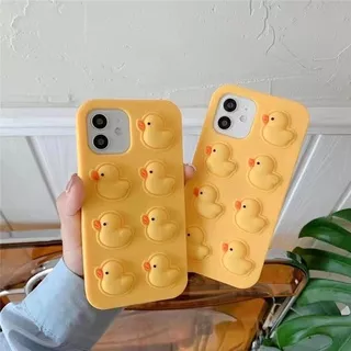 Relive Stress Pinch yellow duck Silicone Case for iphone 11 12 13 pro max 7 8 6 6s PLus XR X XS MAX Soft Cartoon Covers