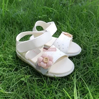 KARINA White Sepatu Sandal Korea Baby Girl Bayi Anak Cewek Perempuan Cantik Bunga Lucu VAZTELIO