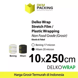Plastik Wrapping Stretch Film 10cm x 250m BENING/HITAM DELKOWRAP TERMURAH /SATUAN