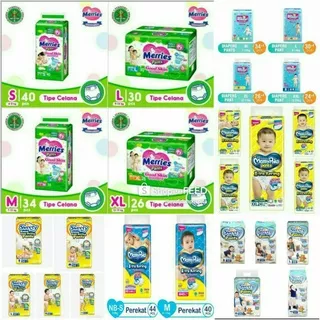 Popok Bayi Mamypoko Merries Sweety Goon Baby Happy Genki MokoMoko Pants S M L XL XXL Promo Murah Sale Pampers Pempes Pempers tape newborn