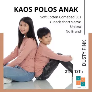 Baju Kaos Polos Anak Lengan Panjang Dusty Pink Cotton Combed 30S  2 3 4 5 6 7 8 9 10 11 12 13 th