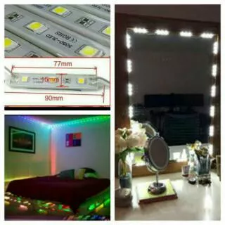 Led modul 3 mata strip smd 5050 3 led dc 12v / led lampu neon waterproof / led lampu hias dan lampu