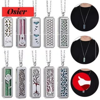 OSIER Essential Pendant Oil Aromatherapy Necklace Diffuser Locket Stainless Square Perfume