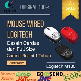 Mouse Logitech M105 Wired 1000DPI | Mouse Motif | Mouse Kabel Logitech