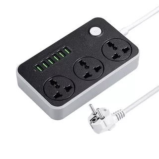 Power Strip/Stop Kontak 3 Panel Power Socket and 6 Panel USB Port  2.5M/2500w