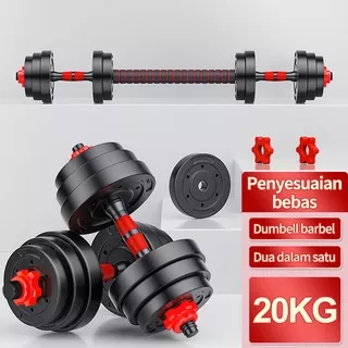 Dumbbell Barbel set peralatan fitness 20 kg bisa disambung Tiang Angkat EBUY 010-77