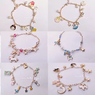 READY STOCK Gelang unicorn princess cinderella snow white alice cat moon sea rabbit cactus