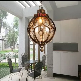 Lampu hias gantung bola outdoor indoor Jumbo 1218 dekorasi teras
