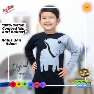 Baju Atasan Santai Kaos Anak Laki Laki Lengan Panjang Motif Gajah Usia 1 2 3 4 5 6 7 8 9 10 11 12 Tahun