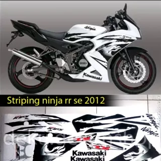 Sticker Cutting Kawasaki Ninja RR 2012 Printing Laminasi — Hitam Putih — Striping Ninja RR 2012