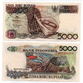 BL2922 Per 1 Lembar Uang Kuno 5000 Rupiah tahun 1992 Mulus Gres