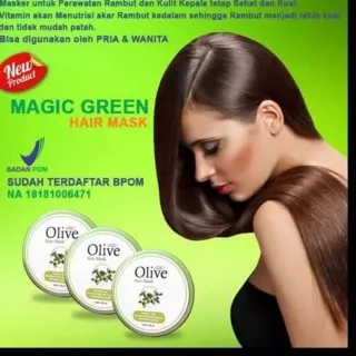 Original Magic Green Hair Mask Olive , Masker rambut terlaris , DIJAMIN BAGUS untuk perawatan