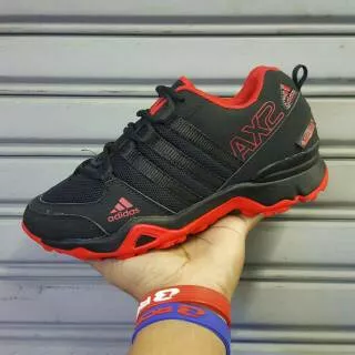 Sepatu Adidas AX2 MAN IMPORT Premium Black Red Hitam Merah Sneakers Running Fitnes Olahraga