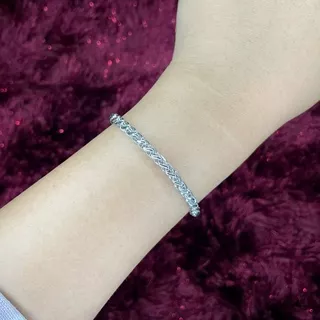 Gelang Titanium Silver Wanita Anti Karat Anti Luntur Terbaru