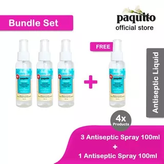 Paquito Hand Sanitizer Alcohol Alkohol Spray 100 mL x3 + FREE BONUS x1