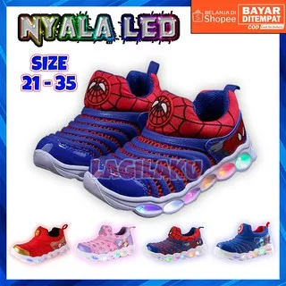 Sepatu Anak LED Laki Perempuan Motif Super Hero Spiderman Captain America Ironman Sofia