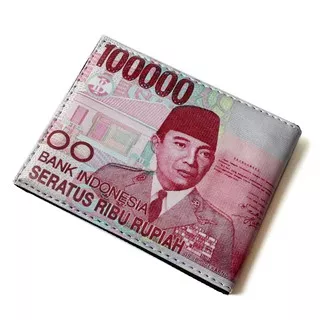 12.12 BIRTHDAY SALE!! Dompet Pendek Kulit PU Gambar Uang 100 Ribu Dompet Anak Dompet Pria