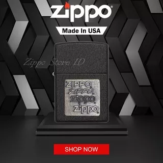 Korek Zippo Black Crackle Gold Zippo Logo 362 Original Garansi Resmi