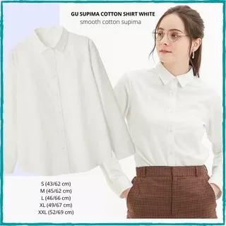 Kemeja Wanita Murah GU by Uniqlo Supima Cotton Shirt Black/White/Khaki