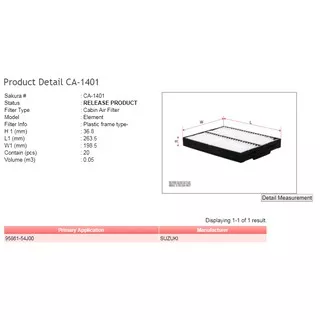 Filter Kabin / Filter Udara AC New Escudo XL7 CA-1401 Sakura 58231