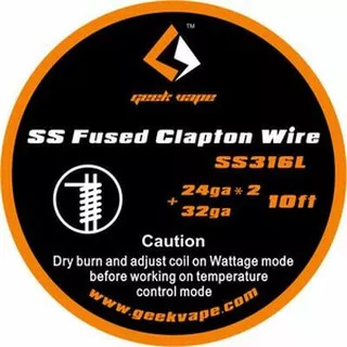 10ft GeekVape SS Fused Clapton Wire, 24GAx2+32GA