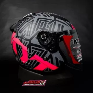 HELM KYT GALAXY FLAT R NEON MATT GORILA GREY FUXIA ORI HELM DOUBLE VISOR KYT GALAXY FLAT VISOR CLEAR