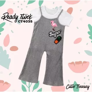 READY STOCK CT4035 - Grey Patch Jumpsuit