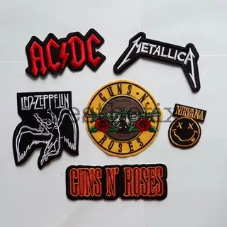 Led Zeppelin ACDC Guns n roses nirvana metallica ron Patch Bordir Emblem Band Rock