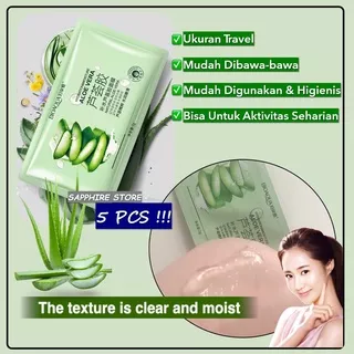 5 Pcs Serum Wajah Bioaqua Aloe Vera Gel Hydration 2 Gr ORIGINAL / Serum Masker Wajah Aloe Vera Gel Pemutih & Glowing / Serum Masker Wajah Pelembab Untuk Masker Rambut Bibir Kering Masker Mata Panda Mirip Aloe Vera Soothing Gel