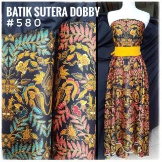 Kain batik sutera dobby dasar hitam #580