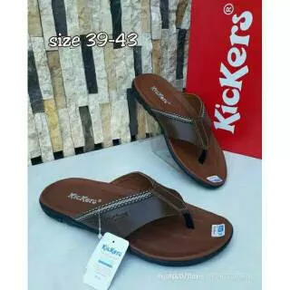 SENDAL SANDAL JEPIT JAPIT PRIA WANITA CASUAL SLOP SLIDE JEPIT KICKERS BROWN COKLAT TUA