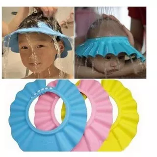 Topi Keramas Anak Bayi / Topi Mandi Bayi / Topi Pelindung Mandi Bayi dengan penutup telinga / Topi Mandi Keramas Anak Bayi
